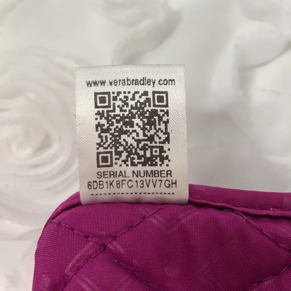 Vera Bradley Small Quilted Zip Pouch-Navy Blue/Purple/Pink /White, 5”x4”